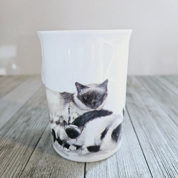 4" Lascelles Fine Bone China White Porcelain Tea Cup with Siamese Kitty - Picture 10 of 16